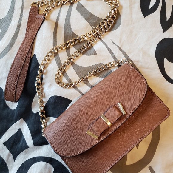 MICHAEL KORS Brown Bow Gold Chain Crossbody Purse - Picture 7 of 7